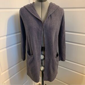 Barefoot Dreams CozyChic Lite Relaxed Hooded Cardi with Pockets, XS